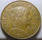 1967 Mexico Cinco Centavos Actual Coin .  3.98 Grams — photo 2