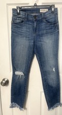 Pistola Jeans Mid-Rise Denim Cropped Distressed Raw Hem Style P8034SF Sz 27