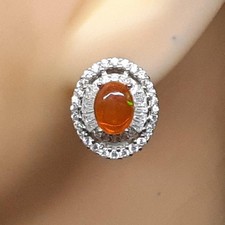 World Class 4.10ctw Orange Opal & White Sapphire Baguette 925 Silver Earrings