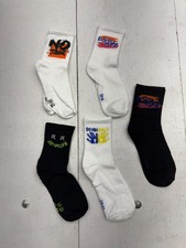 Shein Black White 5 Pack Graphic Crew Socks Boys One Size NEW