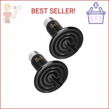 Simple Deluxe 75W Ceramic Heat Emitter 2-Pack, Reptile Heat Lamp No Light Emitti