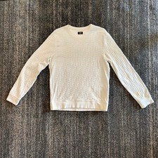 Fendi Ribbed Crew Neck White Sweater Womens 46 M  Stains on Left Arm
