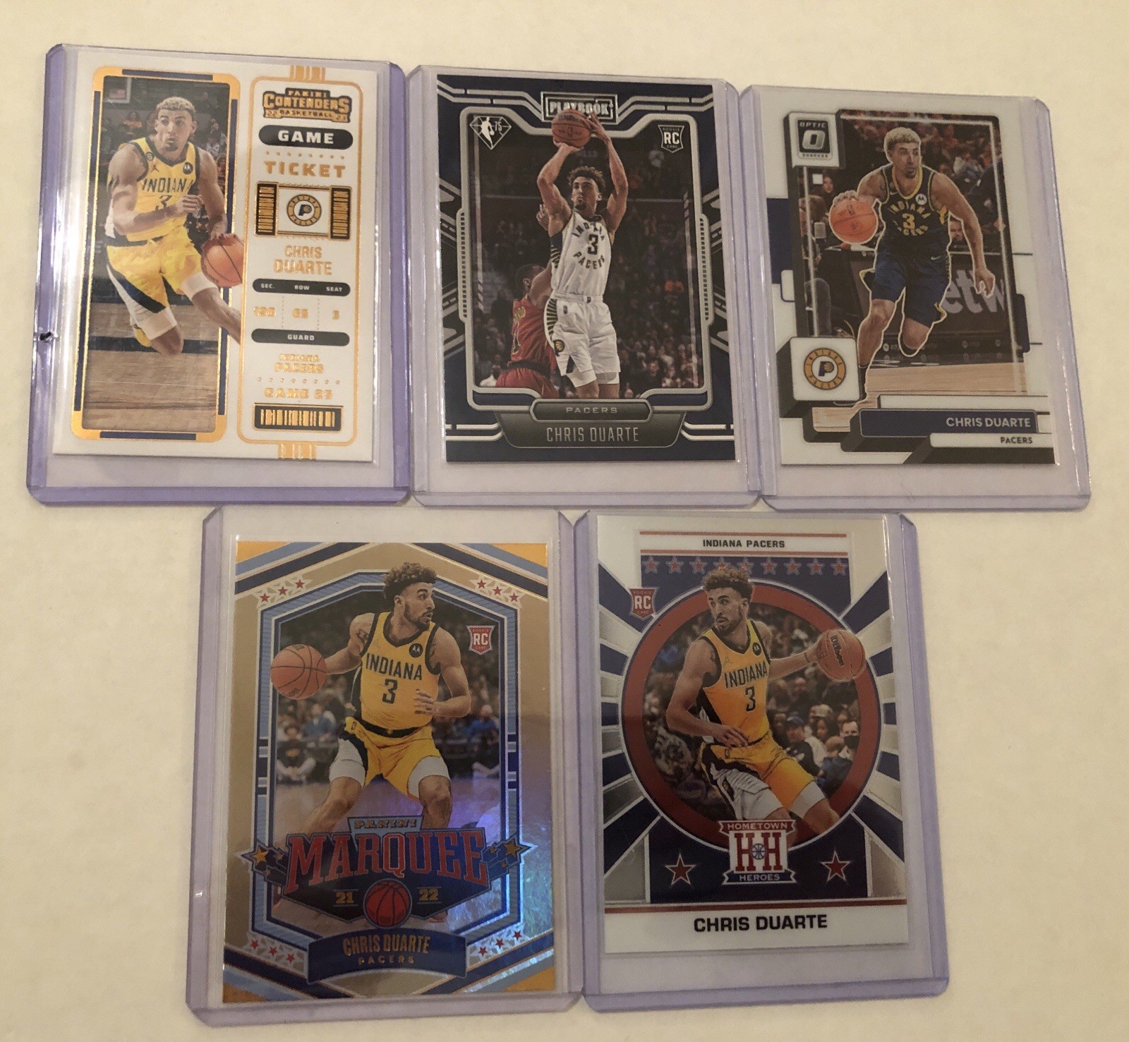Lot of 5 Chris Duarte Basketball NBA Cards Indiana Pacers
