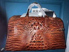 NWT BRAHMIN🐊PECAN(BROWN) SPENCER MELBOURNE LEATHER WEEKENDER MED DUFFLE CLASSIC
