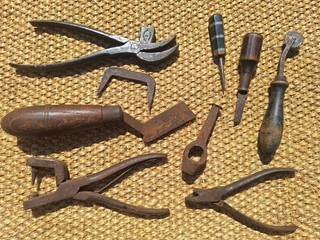 Vintage Cobblers Leatherworking Saddlers Pliers Punch Tools Etc