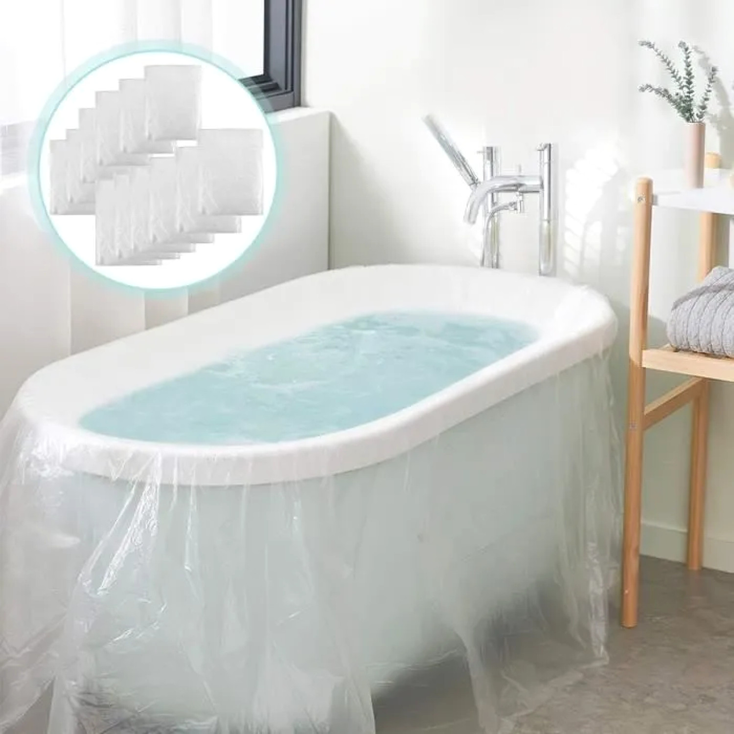 Lot de 12 revêtements de baignoire jetables 260x120cm en plastique hygiénique pour maison