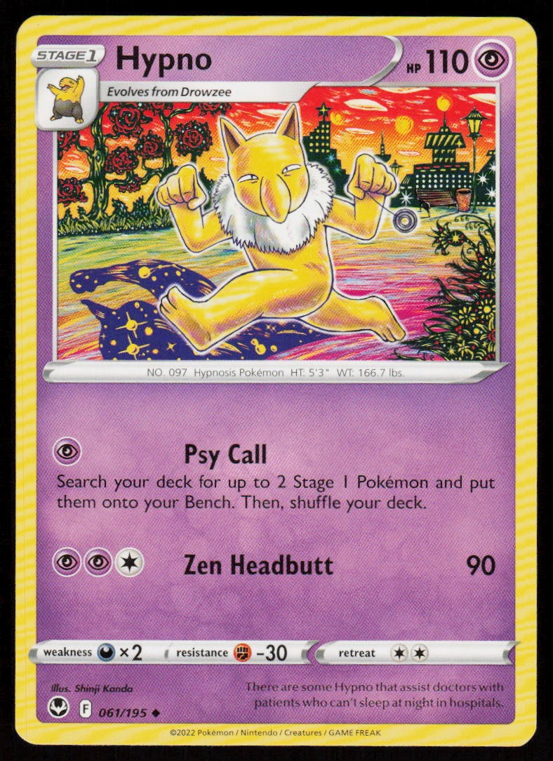 Hypno 061/195 Uncommon Silver Tempest Pokemon Lightly Played