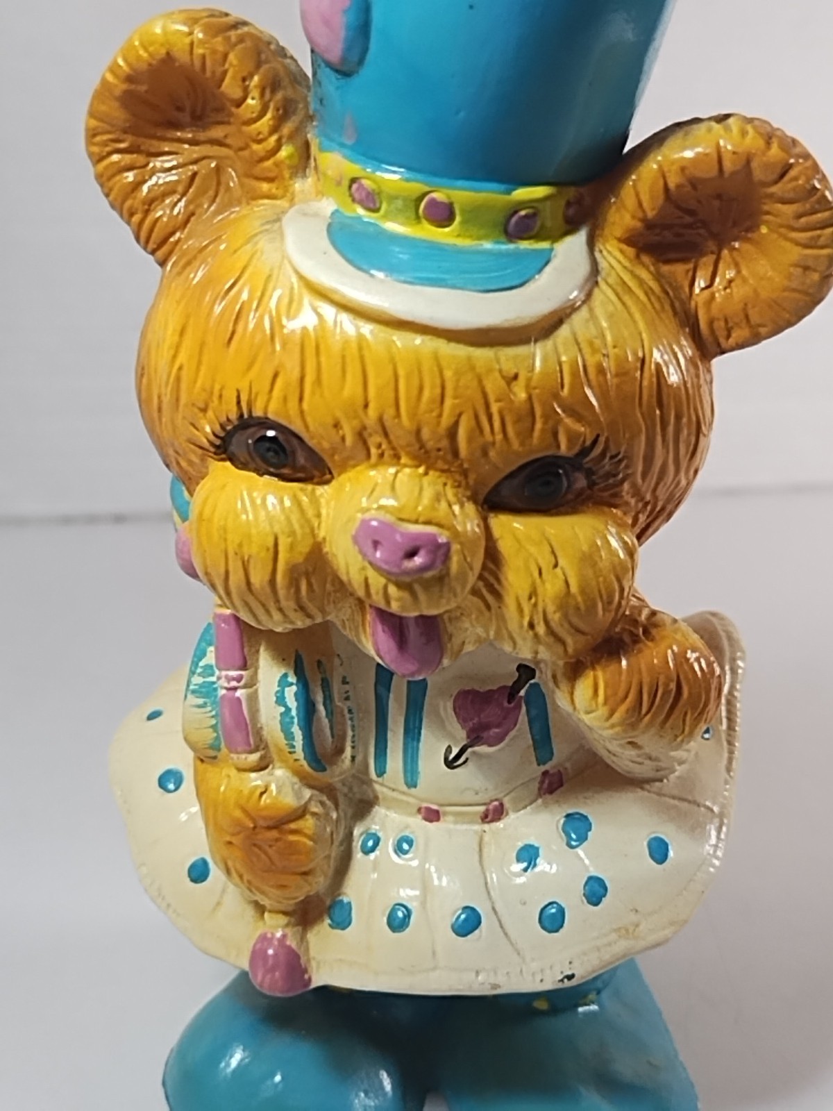 Vintage Circus Bear Coin Bank 1984 Hard Plastic Small World Imports Hong Kong 