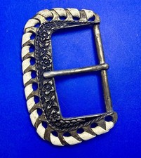Retro Single Prong Floral Large Stitched Theme Oversized Replacement Belt Buckle