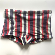 1960s Swim Trunks Swimming shorts striped red blue Nylon Mens Large W36