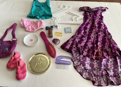 *American Girl lot dress top shoes purse panties hangars hair care more+ 18 pcs