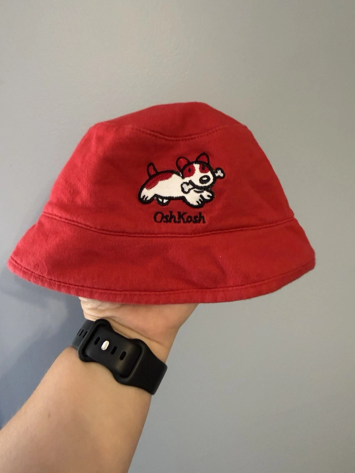 Rare Vintage Osh Kosh Baby Bucket Hat Red Dog Bones Newborn B’gosh