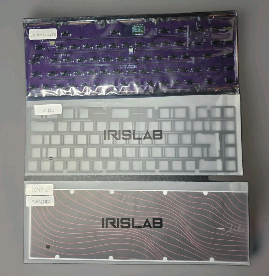 Jris 65 R2 Dual-Mode Hotswap PCB, Aluminiumplatte & POM-Platte Abdeckpapier.