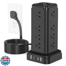 Power Strips with Surge Protection, PASSUS 6FT Flat Extension Cord with Multi