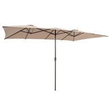 15FT Double-Sided Patio Market Umbrella Large Crank Handle Vented Outdoor Twin