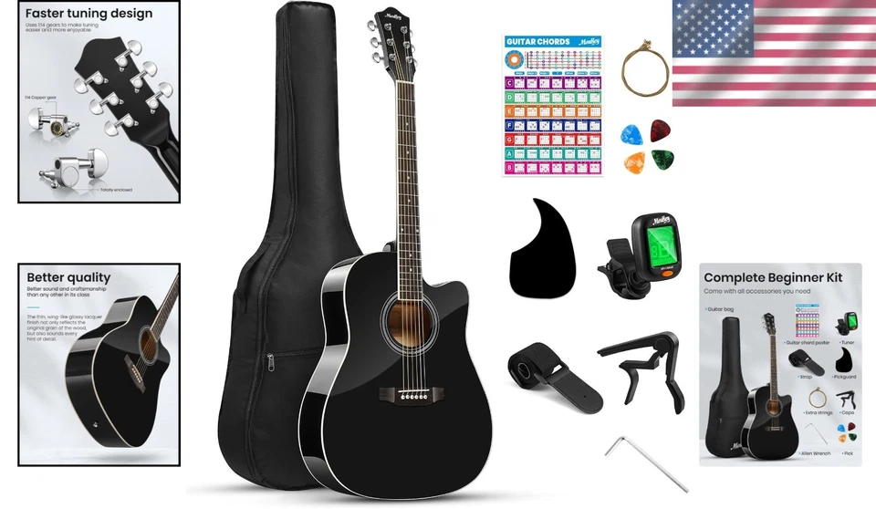 Complete Guitarra Acustica Set with Chord Poster - Black - Image 2 of 4