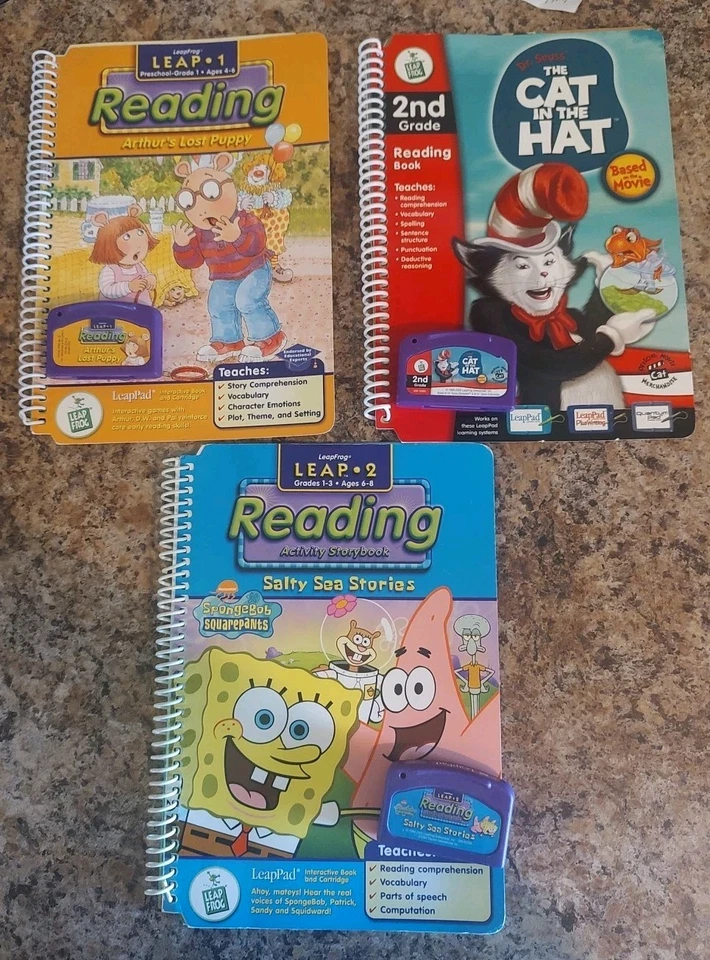 Leapfrog Leap Frog Lot Of 3 LeapPad Books Leap Pad Arthur Cat Hat Sponge Bob - Image 2 of 4
