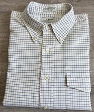 Vtg LL Bean Multicolor Plaid Long Sleeve Oxford Shirt Sz 16.5-34 Made In USA