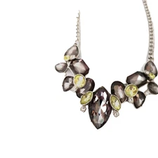 Simply Vera Gray Green Crystal Bib Collar Statement Necklace 16 to 19 in