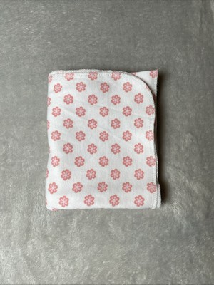 Cutie Pie Floral Baby Blanket Pink Flowers White Receiving Jeresy Knit Lovey