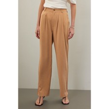 RTR Reformation Sz 6 Brown Mason Pleated Wide Leg High Waist Trouser Pants