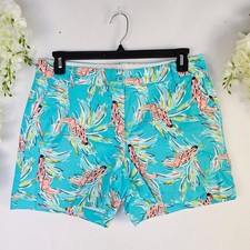 Crown Ivy Caroline Shorts Sz 8 Blue Toucan Print Chino Preppy Coastal Tropical