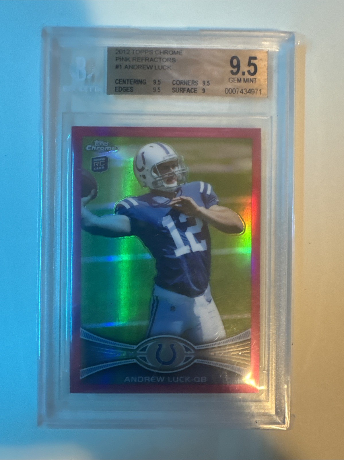 2012 Topps Chrome - Andrew Luck #1 Pink Refractor /399 RC) BGS 9.5