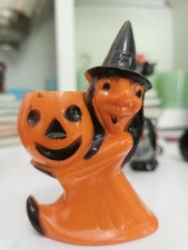 Vintage Halloween Rosbro Plastic Witch With P...