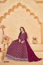 Wine Faux Georgette Premium Embroidery Anarkali Gown with Heavy Dupatta Engage