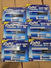 6 Packs Expo 4ct Fine Mixed 2 Dry / 2 Wet Erase Marker Assorted Blue