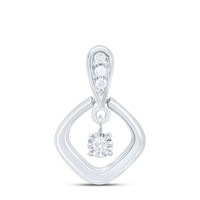 925 Sterlingsilber Schwebende Diamant Seitlicher Offen Quadrat Kissen AnhäNger