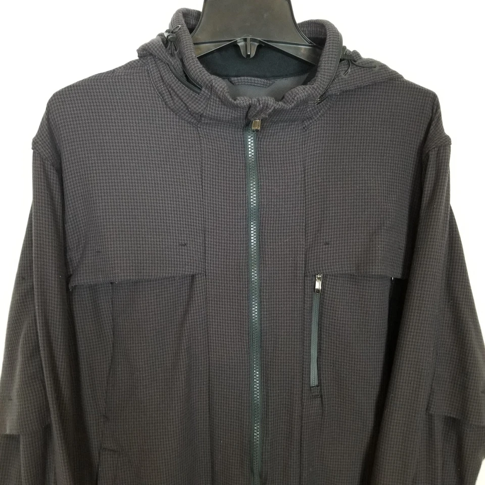 Chaqueta Lululemon Relé Hombres XL Pata de Gallo Swift Mojave Gris Oscuro Empacable Capucha Foto 2 de 4