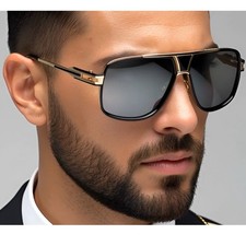 Square Oversized Sunglasses Flat Top Shield Sun Glasses Men Women Shades Lentes
