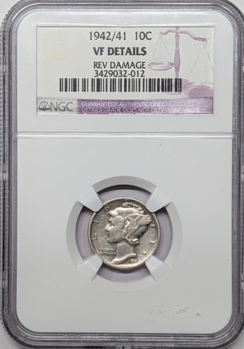 1942/41 VF details NGC Mercury Dime