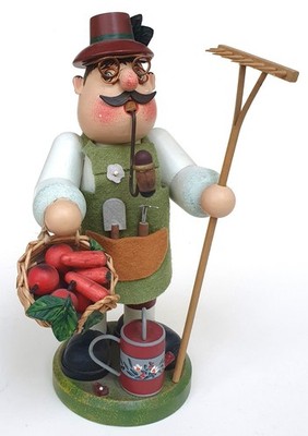 Käthe Wohlfahrt Vintage Räuchermann Figur orig. Holzknoddl Gärtner H 22 cm