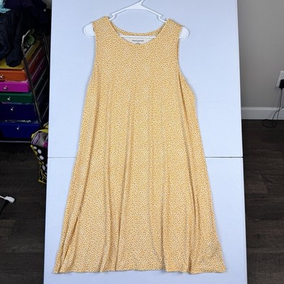 Amazon Essentials Sleeveless Aline Dress Womens L Large Yellow White Knee Length