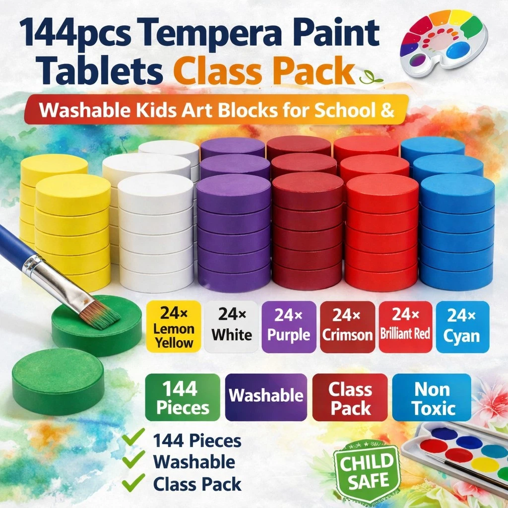 Jack Richeson Jack Richeson 2.25 X 0.75 In. Non-Toxic Tempera Paint Cake White Pack 6 384101