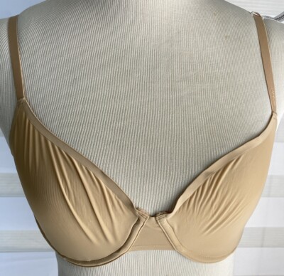 Smoothez By Aerie Full Coverage Bra Nude/Beige Unlined Sheer Size 34C