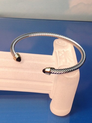 DESIGNER INSPIRED COLORFUL STONES SILVER & GOLD FINISH BANGLE CUFF BRACELET NEW - Picture 14 of 74