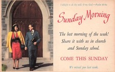 Religious Church Invitation Sunday School Bible Quote Psalm Vtg Postcard H24