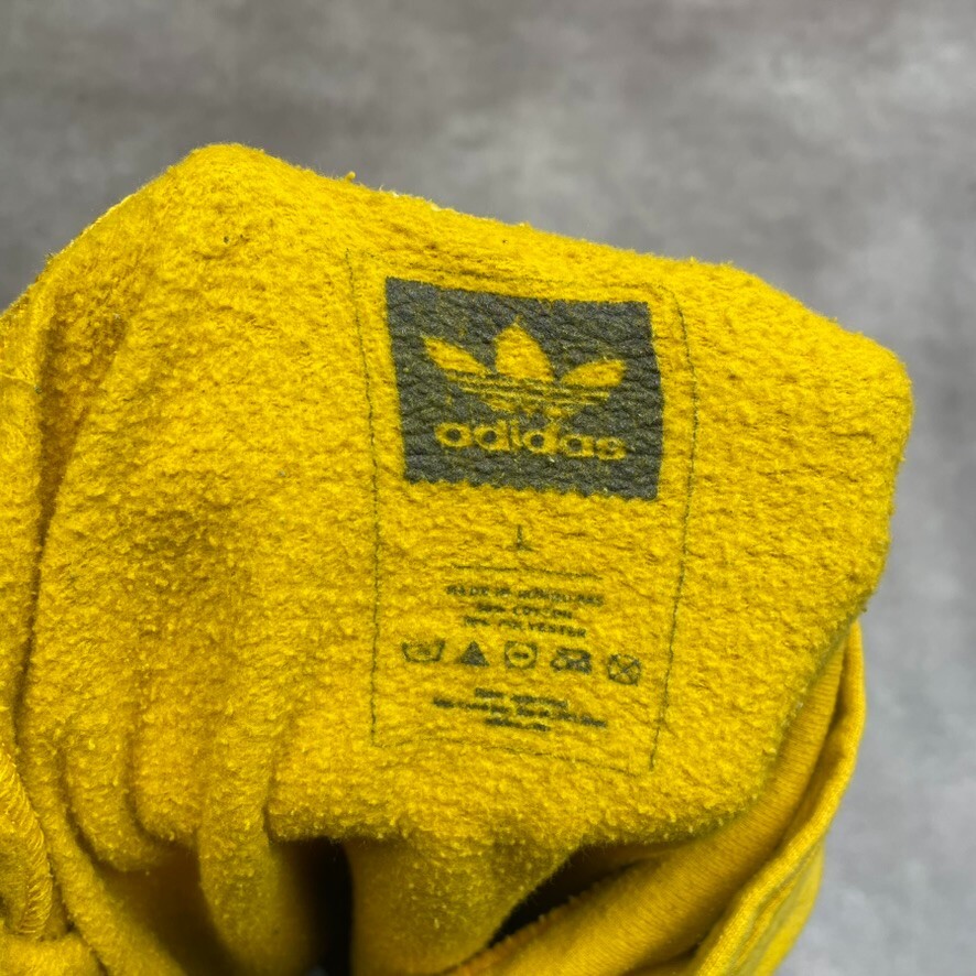 Adidas Hoodie Mens Y2K Trefoil Pull Over Spellout Sweatshirt, Yellow, Large image 5