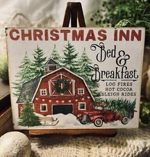 Christmas Inn, Red Barn, Truck, B & B, Farmhouse, Handcrafted Plaque / Sign