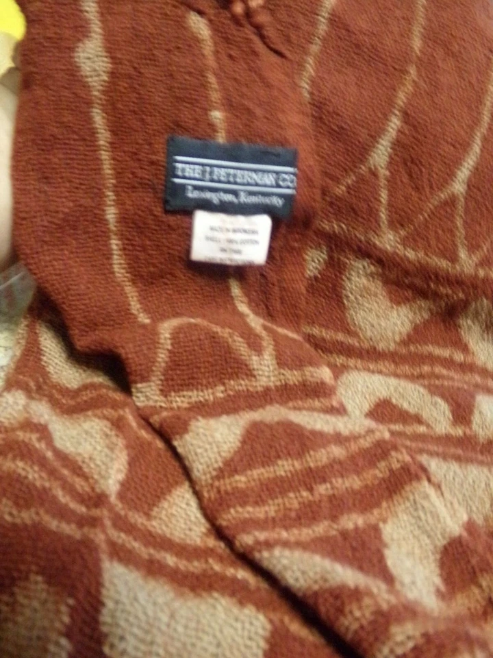 Bufanda de algodón J Peterman 70 x16 en color tostado y óxido  Foto 3 de 4