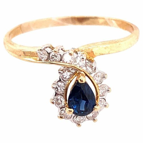 14 Karat Gelb- und Weißgold Saphir und Diamant Halo Ring 70,00 TDW 101-449 - Bild 1 von 8