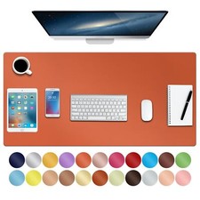 Orange Leather Desk Pad Waterproof Gaming Desk Mat 35"x17" Non-Slip