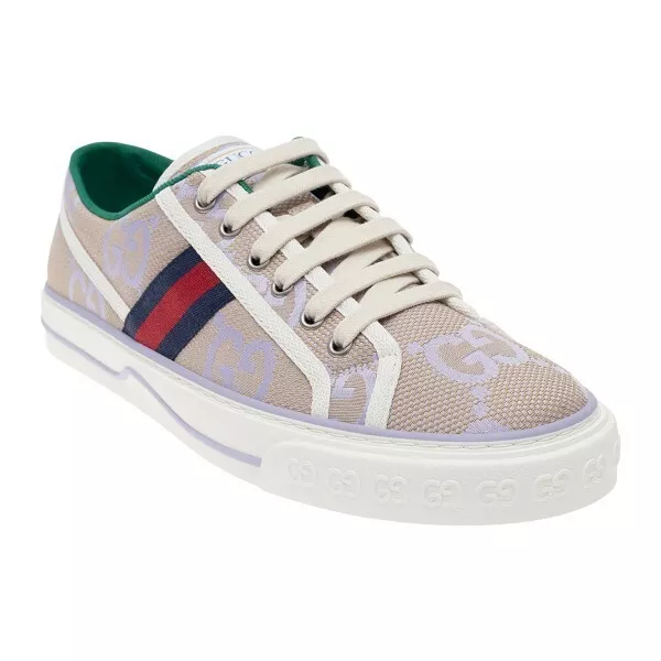 Baskets femme Gucci Z4403 beige toile lilas Jumbo GG tennis 1977 taille EU 41