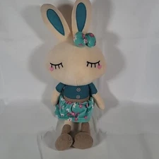 Cllayees Easter Plush Bunny Rabbit Blue Floral Dress Bow CUTE!