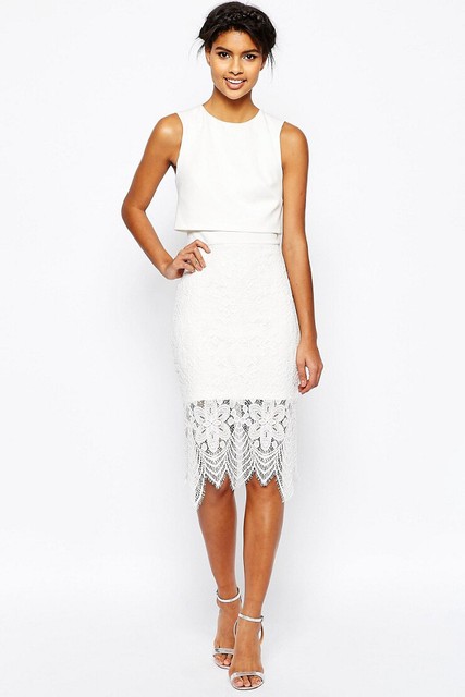 crochet lace top chiffon midi dress