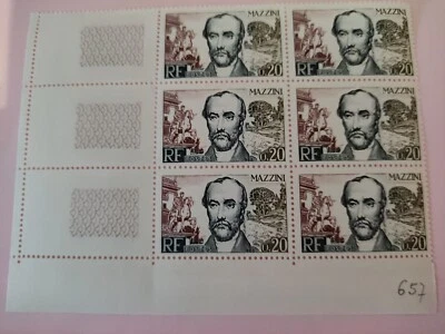 Bloc de 6 timbres Mazzini YT 1384 France 1963 - Photo 1/3