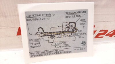 KENNSCHILD AUFKLEBER UNTERDRUCK LEITUNGEN VW PASSAT GT G60 SYNCRO 037010033J